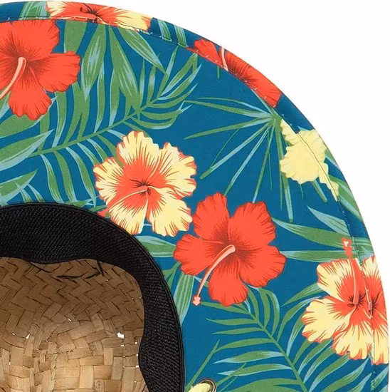 Weaved Woven Palm Hang Ten Beach Active Outdoor Straw Lifeguard Sun Hat with Adjustable Chin Cord Straw Hats