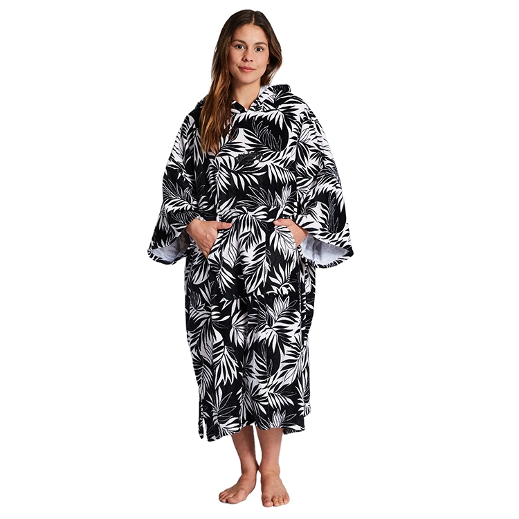 Quick Dry Sand Free Printed Microfiber Beach Changing Hooded Towel Surf Poncho