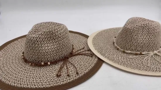 패션 모자 여성 레이디 멀티 혼합 브레이드 플로피 종이 여름 모자 여행을위한 도매 밀짚 모자